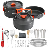 20Pcs Camping Cookware Mess Kit, Non-Stick Lightweight Camping Pots and Pans JUSFANE