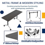 Folding Conference Room Table, Thicken Grey Tabletop, Flip Top Wooden Meeting Table for Office Conference Room, 61.0", Grey, 8