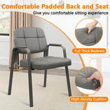 CLATINA Waiting Room Guest Chair with Bonded Leather Padded Arm Rest for Office Reception and Conference Desk(Grey 2 Pack)