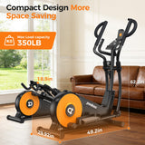 pooboo Elliptical Machine, Elliptical Exercise Machine with 16-Level Resistance& Hyper-Quiet Magnetic Driving System, Elliptical Machine for Home with LCD Monitor&16IN Stride, 350LBS Weight Capacity