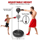 Punching Bag with Stand for Adults and Teens, Height Adjustable, Speed Bags for Boxing with Hand Pump and 4 Elastic Cords, Boxing Punching Bag for Training, Stress Relief and Fitness digi