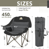Colegence Oversized Camping Chairs Set of 2, Padded Camping Chair Heavy Duty Lawn Chairs for Adults, XL Foldable Camp Chair for Outdoor Sports, Baseball, Wide Seat Support 450LBS - Black and Grey