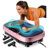 Vibration Plate Exercise Machine for Weight Loss and Lymphatic Drainage - 330lb Vibrating Platform for Home Gym Workout, Full Body Shaker Pilates Equipment with 2 Bands for Women and Men - Pink