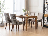MOOLSUN Fabric Dining Chairs Set of 4, High Back Side Chairs, Modern Padded High-End Tufted Upholstered Chairs with Button-Tufted Back & Rear Pull Tabs, Solid Wood Legs Beige+Black(Wood Legs)
