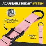 Pull Up Assistance Bands Set - 4 Heavy-Duty Pull Up Bands, Height Adjustable Strap & Comfortable Foot Strap - Stackable Pull Up Resistance Bands for Pull Ups (Pink)