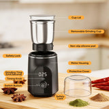 Spacefrog Coffee Bean Grinder Electric with Adjustable Coarse to Fine Smart Digital Timer, Low Noise, Sealed Safety Lid, 1x Removable Stainless Steel Cup & Anti-Vibration Base for Bean, Spices, Herbs