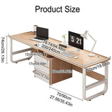 Modern Double Cutter Desk Extra Long Writing Table for Home Office Walnut Finish Sleek Workspace Design for Enhanced Productivity and Comfort