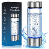 Hydrogen Water Bottle Generator - Portable Hydrogen Water Ionizer Machine SPE PEM Tech, Rechargeable Hydrogen Rich Water Glass Bottle for Home Gym Office and Travel Hydrogen Bottle