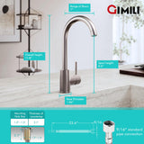 GIMILI Bar Sink Faucet Single Hole Brushed Nickel Modern Wet Small for Kitchen Farmhouse RV Camper Outdoor Utility Bathroom (Include RV Adapter 1/2 to 3/8)