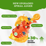 WHUTO Cold Press Juicer, Wide Feed Chute Juicer Machines, Stainless Steel Slow Masticating Juicers Easy to Clean, Vegetables & Fruits Juice Extractor, High Juice Yield, Silver Knob
