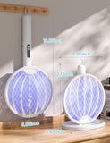YISSVIC 2 in 1 Mosquito Killer Racket, 4000V Foldable Electric Fly Swatter with Charging Base & Purple Light, Rechargeable 1800mAh Bug Zapper Indoor for Home, Patio, Backyard, Camping Use