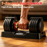 25/55lb Adjustable Dumbbell Set of 2, 5-in-1/10-in-1 Free Weights with Anti-Slip Texture Handle for Exercise, Fitness Equipment Set for Home Gym Strength Training, Suits Both Men and Women(Red 25LBS Pair)