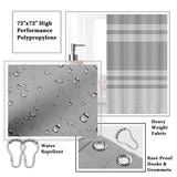 Britimes Bathroom Accessories Set, Grey Shower Curtain Set with Trash Can, Soap Dispenser, Toilet Brush Holder, Toothbrush Holder and Toothbrush Cup for Bathroom Decor