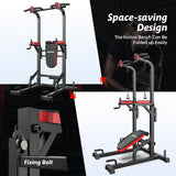 Power Tower Dip Station Pull Up Bar for Fitness Home Gym Workout,Multi-Function Adjustable Height Fitness Strength Training Exercise Equipment,with Power Elastic Ropes