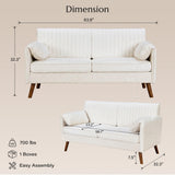 Beige Loveseat Sofa, 64" Modern 2-Seater Chenille Couch for Living Room