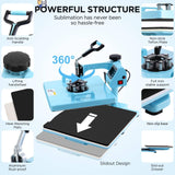 Heat Press, 15x15 Shirt Press Machine with 30 OZ Tumbler Attachment, 5 in 1 Sublimation Shirt Printing AKEYDIY