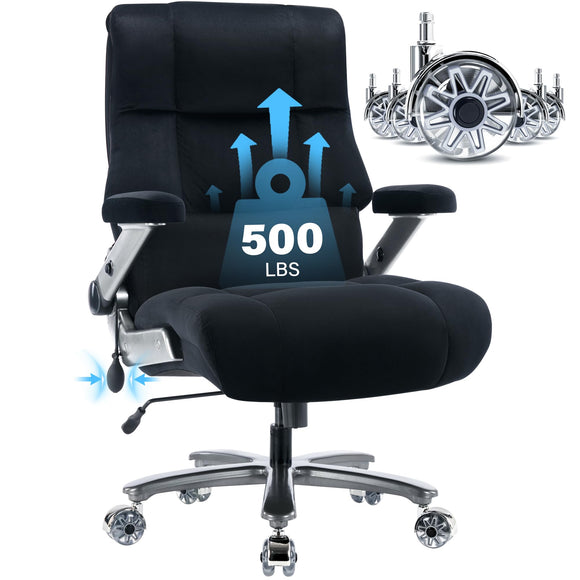 500lbs- Executive Desk Chair | Heavy Duty Quiet Wheels Metal Base Ergonomic Computer Chair, Black OPOWING