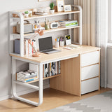 Modern Desk with Sideboard Stylish Study Table with 3 Drawers for Home Office Functional Writing Desk for Small Spaces 140cm No Chairs Included