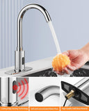 AOLIHAN Touchless Bathroom and Kitchen Sink Faucet Commercial Public Automatic Motion Sensor Faucet with Deck Plate and Temperature Mixer,Battery or Plug-in Powered,1 Hole or 3 Hole,Chrome