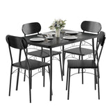 Dining Table Set for 4, 5-Piece Kitchen Table with 4 Chairs, MDF Board Tabletop with Metal Frame for Small Space