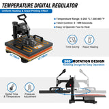 Topdeep Heat Press 15x15 Inch 8 in 1 Heat Press Machine, Swing Away T Shirt Pressing Machine Digital Control