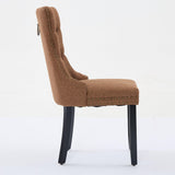 MOOLSUN Fabric Dining Chairs Set of 8, High Back Side Chairs, Modern Padded High-End Tufted Upholstered Chairs with Button-Tufted Back & Rear Pull Tabs, Solid Wood Legs F-Coffee(Solid Wood Legs)