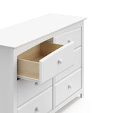 Storkcraft Kenton 6 Drawer Double Dresser (White) For Kids Bedroom, Nursery Dresser Organizer, Chest Of Drawers For Bedroom, Universal Design For Children’s Bedroom