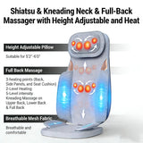 Ethereal Wellness Shiatsu Neck and Back Massager with Heat,35cm Rolling Massage Chair Pad,4D Kneading Cushion with Vibration for Pain Relief,Comfortable Back Massage for Chair,Office Home