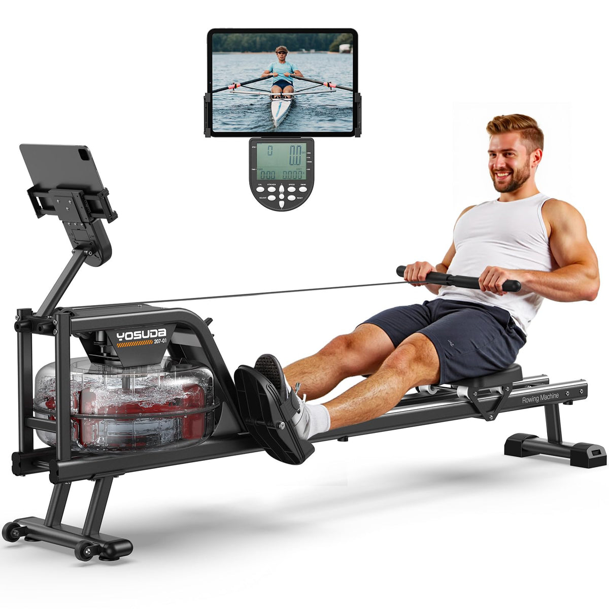 YOSUDA Water Rowing Machines for Home Use- Foldable Rower Machine 400L ...