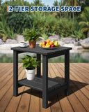GarveeLife Poly Lumber Rocking Chair Outdoor Set of 4 with 2 Side Table - HDPE High Back Porch Rocker Chairs for Adults - All Weather Resistant Furniture for Patio - Black