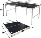 PartyLife Blue 6 ft x 3 ft Ping Pong Table Tennis Table w/LED Lights & Game Kit | Mid-Size Portable Folding Indoor Outdoor Ping Pong Table Tennis Table | Kids & Adults | Game Room | Not Full Size