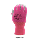 Nitrile Palm Coated Work/Gardening Gloves with Nylon Liner, 4 Colors (Green/Fuchsia/Purple/Mango), Large (12 Pair)