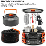 20Pcs Camping Cookware Mess Kit, Non-Stick Lightweight Camping Pots and Pans JUSFANE