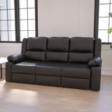 Flash Furniture Harmony Series Black LeatherSoft Sofa with Two Built-In Recliners Flash Furniture