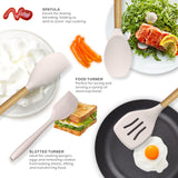 Silicone Cooking Utensils Set - 446°F Heat Resistant Silicone Kitchen Utensils for Cooking,Kitchen Utensil Spatula Set (Khaki) oannao