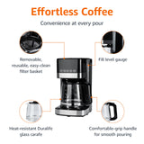 Amazon Basics Programmable 12 Cup Drip Coffee Maker with Glass Coffee Pot (1.9 Qt), Auto Shut-off, Touch Screen, Auto Pause, Removable Filter Basket, Black & Silver