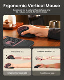 ProtoArc EM11 NL Wireless Ergonomic Vertical Mouse, Rechargeable, Wine Red