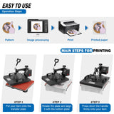 Topdeep Heat Press 15x15 Inch 8 in 1 Heat Press Machine, Swing Away T Shirt Pressing Machine Digital Control