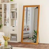 ZHUNFA Full Length Mirror,71x32 Inch Full Length Mirror Wall Mounted,Vertical Hanging,Leaning Standing for Bedroom,Living Room,Rectangular Wooden Frame,Walnut Color.