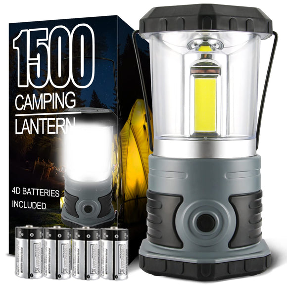LED Camping Lantern Battery Powered 1500 Lumen COB Camping Light 4*D Batteries(Included) Perfect for Camp Hiking Emergency Kit innofox