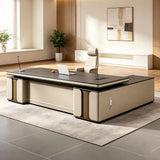 L Shaped Executive Desk with Side Cabinet, CPU Storage and Power Hub