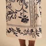 Talakeno Womens Floral Wrap Midi Skirt Summer Adjustable Tie Side Casual High Waist A Line Beach Boho Long Flared Skirts(Apricot,S)