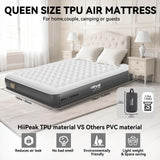 HiiPeak Queen Air Mattress Bed with Removable Multi-function Air Pump, Self Inflatable TPU ECO Blow Up Bed, All Night Stability No Lost Air, No Peculiar Smell for Camping, Home, Guests Portable Travel