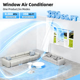 Antarctic Star 8,000 BTU Window Air Conditioner, Window AC Unit, Cools Rooms up to 350 Sq.Ft., 6 in 1 Modes Air Conditioner Window Unit with Remote Control, Easy to Install, Energy Saving, White