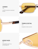 SOJOS Retro Rectangle Polarized 90s Sunglasses Women Men SJ1270 Gold/Yellow