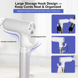 SENWELL-KA Hair Dryer Stand with 360 Rotating Head, Hands Free, Large Hook,Heavy Duty Base, Adjustable Height, TPU Padded Clip, Aluminum Alloy Holder for Home or Salon (White)