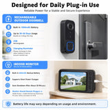 Doorbell Camera Wireless, 720P HD Smart Doorbell 4.5" Monitor Screen