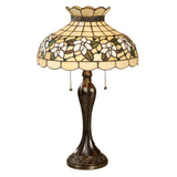 Touch of Class Maylea Magnolia Stained Glass Table Lamp Ivory 20.5 Inches High - Tiffany Style Lighting for Bedroom, Living Room, Office, Hotel