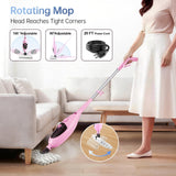 12-in-1 Steam Mop Cleaner, 15-Sec Fast Heat-Up, 1200W Floor Steamer with Double-Sided Pads, Removes 99.99% Stubborn Stains for Hardwood Floors, Marble, Clothes, Windows, Tiles, White