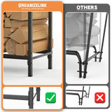 organizelink 8ft Firewood Rack Outdoor with Cover, Heavy Duty Square Metal Wood Storage Log Holder Stacker, Indoor/Outdoor Use